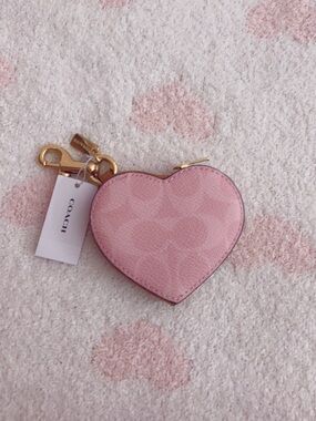 Coach heart bag charm powder pink